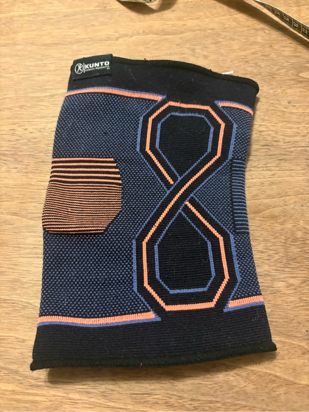 Kunto Fitness Knee Support Sleeve - Navy Blue with Orange Accent